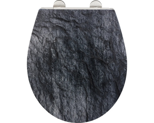 Abattant WC Wenko Slate Rock decor avec frein de chute type de fixation par le haut 25215100 Abattant de WC aspect pierre