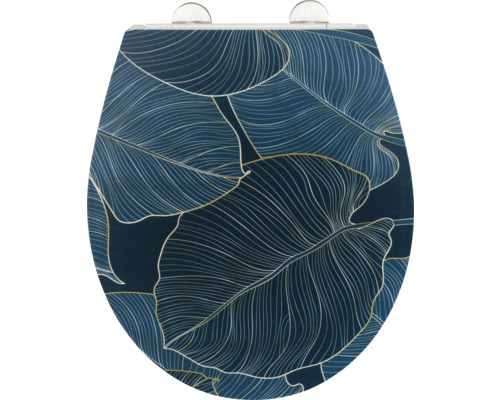 Abattant WC Wenko Big Leaves avec frein de chute type de fixation par le haut 25193100 Abattant WC avec motif de feuilles