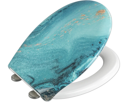 Toilettendeckel mit Marmormuster und Edelstahlscharnieren