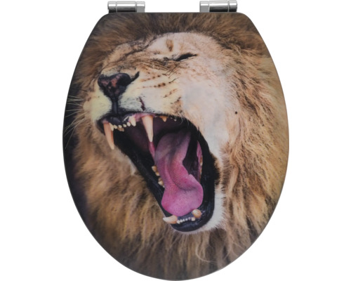 Abattant WC Wenko 3D Lion avec frein de chute type de fixation par le haut 22974100 Abattant WC avec motif de lion