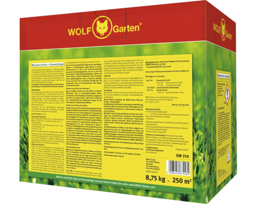 Wolf Garten Moosvernichter plus Rasendünger zur Moosbekämpfung und Rasenpflege für 250 Quadratmeter