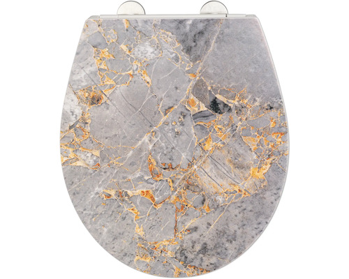 Abattant WC Wenko Grey Marble avec frein de chute type de fixation par le haut 25179100 Abattant WC avec structure en marbre