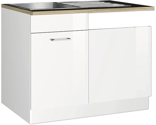 Held Möbel Spülzentrum Mailand BxTxH 110 x 60 x 85 cm weiß hochglanz zerlegt Anschlag reversibel 478.6210 Spülenunterschrank mit zwei Türen und Spüle