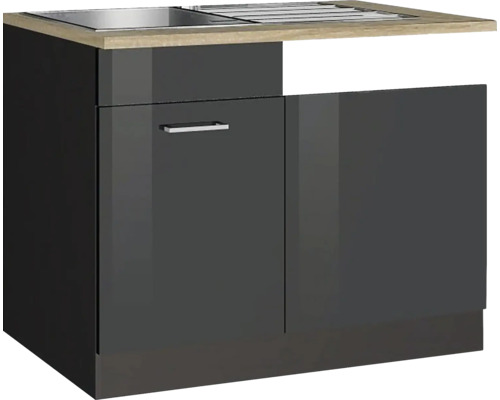 Held Möbel Spülzentrum Mailand BxTxH 110 x 60 x 85 cm grau hochglanz zerlegt Anschlag reversibel 478.6211 Küchenunterschrank mit Spüle und einer Tür