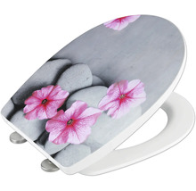 Abattant de WC avec motif de pierres et de fleurs