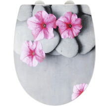 Abattant de WC avec motif de pierres et de fleurs