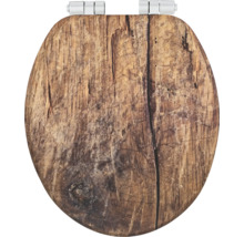 Abattant de WC en bois avec charnières métalliques