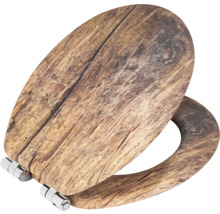 Abattant de WC en bois avec éléments en métal