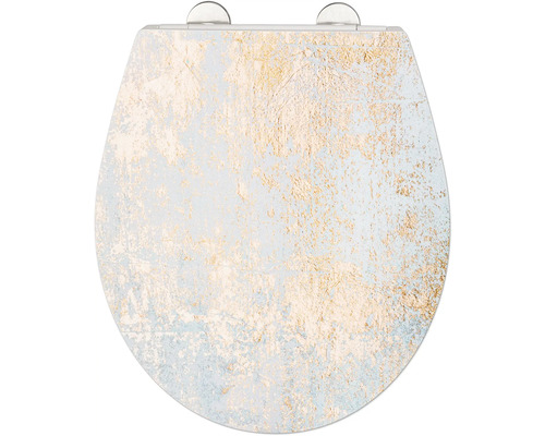 Abattant WC Wenko Agate avec frein de chute type de fixation par le haut 25178100 Abattant de WC avec motif abstrait pour la salle de bain