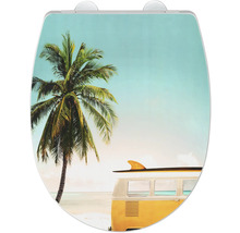 Abattant WC avec motif de palmier et de plage