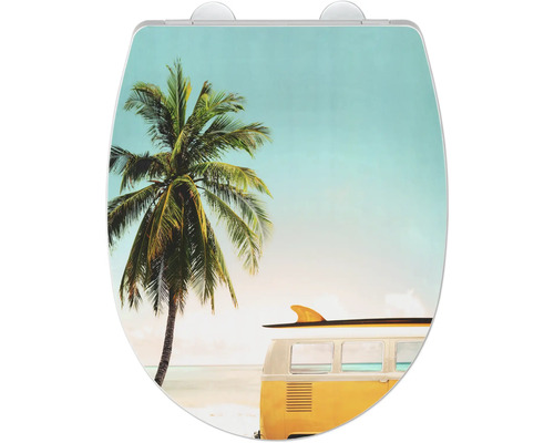 Abattant WC avec motif de palmier et de plage