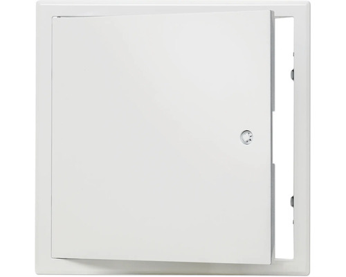 Porte de révision Softline tôle d'acier zinguée blanc RAL 9016 avec fermeture à clé carrée verrouillable encastrée et cadre en 4 parties 150 mm x 150 mm Trappe de visite avec fermeture rotative