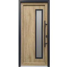 Porte d''entrée en bois avec insert en verre et poignée
