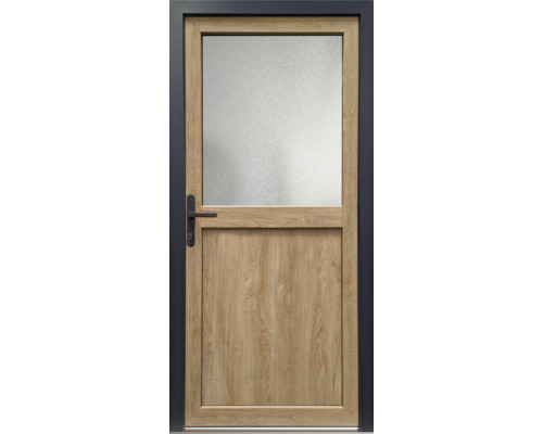 Porte aspect bois avec insert en verre