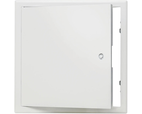 Porte de révision Softline tôle d'acier zinguée blanc RAL 9016 avec fermeture à clé carrée verrouillable encastrée et cadre en 4 parties 500 mm x 500 mm Trappe de visite avec fermeture rotative