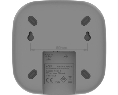 Arrière d''un point d''accès Smart Home avec fixations et informations techniques.