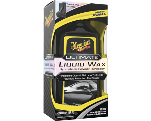 Meguiars Ultimate Liquid Wax, 473 ml Flasche mit Schaumstoffpad und Mikrofasertuch