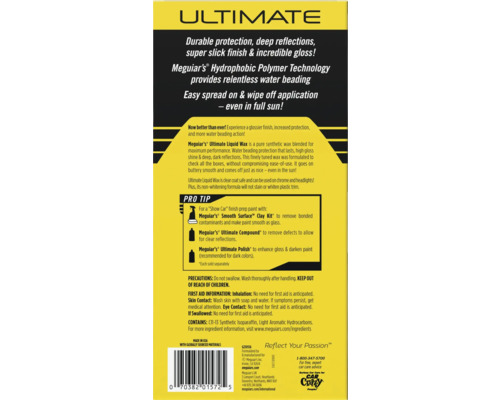 Informationen zu Meguiars Ultimate Liquid Wax für dauerhaften Schutz und Hochglanz.