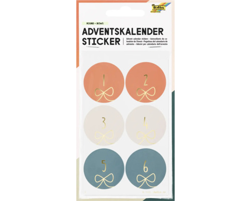 Adventskalender Aufkleber mit Zahlen und Schleifen