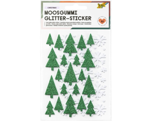 Moosgummi Glitter-Sticker Christmas 53 Stück Moosgummi Glitzer Sticker mit Weihnachtsmotiven im Set