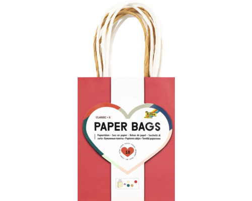 Papiertüten Classic S 12x15x5,5 cm 10 Stück Papierbeutel Set mit Tragegriffen, 10 Stück