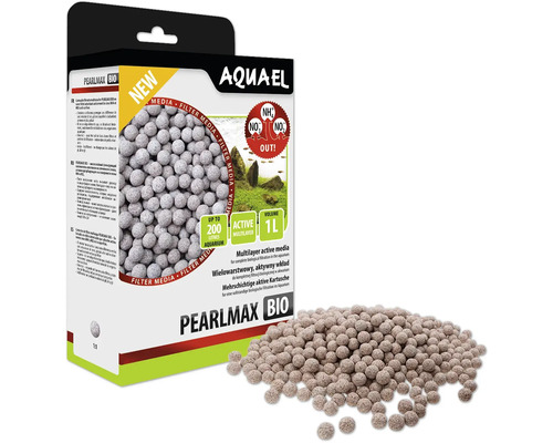 Agent filtrant AQUAEL Pearlmax Bio 1 l filtrage biologique pour l'élimination efficace de l'ammonium et du nitrite Média filtrant Aquael Pearlmax Bio pour aquariums, emballage avec billes filtrantes