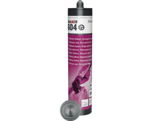 Akkit 604 Sanitär Silikon steingrau matt 310 ml Akkit 604 Steingrau matt Silikon Kartusche, 310ml