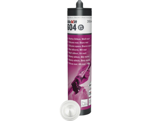 Akkit 604 Sanitär Silikon weiß matt 310 ml Akkit 604 weiß mattes Silikon, 310 ml