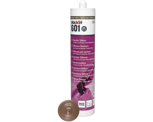 Akkit 601 Sanitär Silikon mittelbraun 310 ml Akkit 601 Sanitär Silikon für Bad und Küche, Farbe Mittelbraun