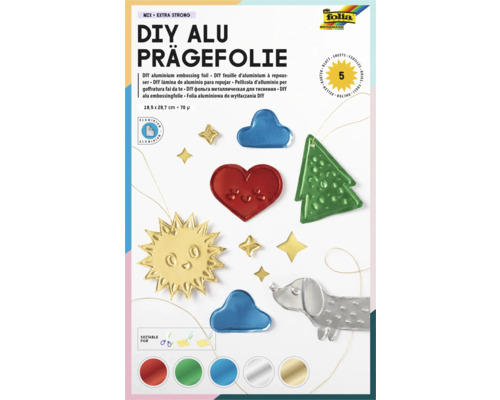 DIY Alu Prägefolie Mappe Mix 5 Blatt 18,8x29 cm DIY Aluminium Prägefolie Set mit Motiven