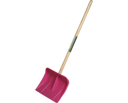 Schneeschaufel aus Kunststoff mit Holzgriff