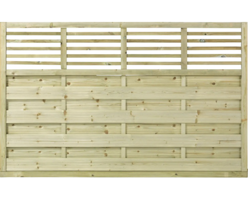 Clôture basse PLUS Newline 180 x 110 cm traitée en autoclave par imprégnation Clôture en bois avec lattes et écran d''intimité fermé