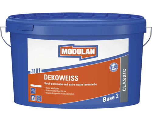 Peinture murale MODULAN 3101 blanc déco à faire mélanger dans le coloris souhaité Seau bleu de peinture d''intérieur Modulan Dekoweiss