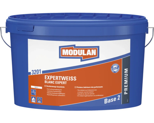 Peinture murale MODULAN 3201 blanc expert à faire mélanger dans le coloris souhaité Seau de peinture d''intérieur Expertweiss de Modulan
