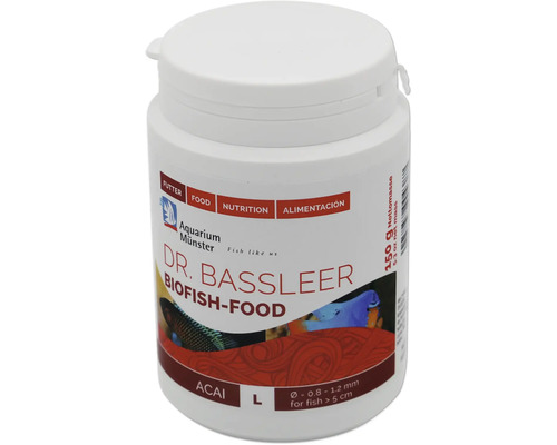 Nourriture pour poissons d'aquarium Aquarium Münster Dr. Bassleer Biofish Food Acai L 150 g ⌀ 0,8 - 1,2 mm Dr. Bassleer Biofish-Food pour poissons, 150 grammes