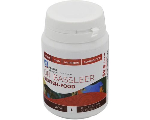 Nourriture pour poissons d'aquarium Aquarium Münster Dr. Bassleer Biofish Food Acai L 60 g ⌀ 0,8 - 1,2 mm Dr. Bassleer Biofish-Food en boîte