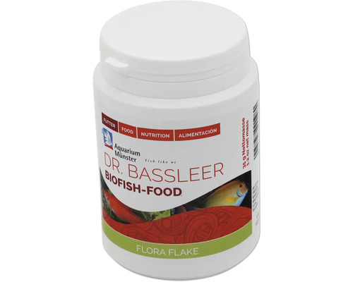 Nourriture pour poissons d'aquarium Aquarium Münster Dr. Bassleer Biofish Food FLORA FLAKE 35 g Dr. Bassleer Biofish-Food Flora Flake dans un récipient