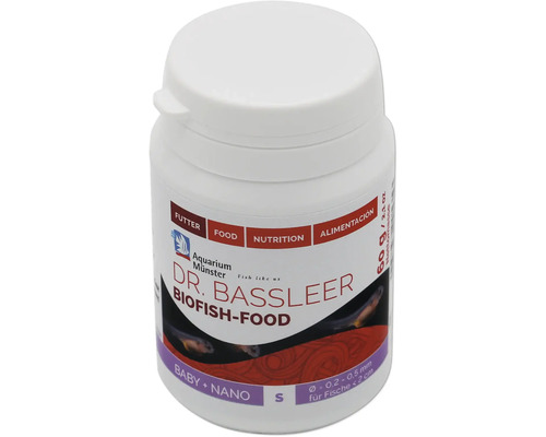 Nourriture pour poissons d'aquarium Aquarium Münster Dr. Bassleer Biofish Food Baby+Nano S 60 g Dr. Bassleer Biofish-Food pour alevins et poissons nains