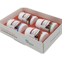 Dr. Bassleer Biofish Foodbox avec différents types d'aliments pour poissons