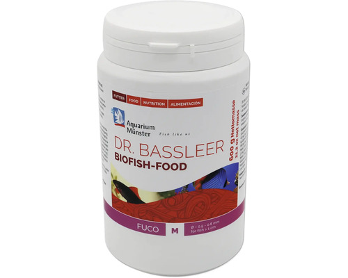 Nourriture pour poissons d'aquarium Aquarium Münster Dr. Bassleer Biofish Food Fuco M 600 g Dr. Bassleer Biofish-Food Fuco M Aliments pour poissons dans une boîte blanche