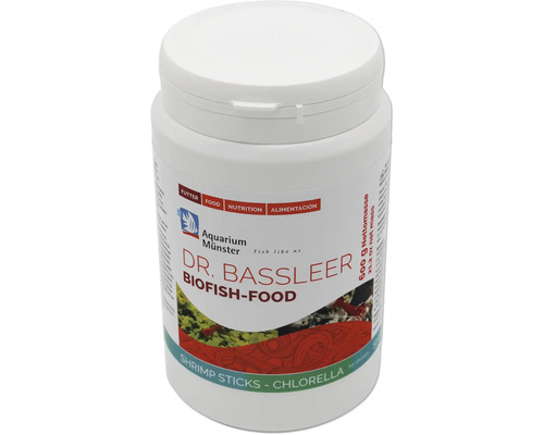 Nourriture pour crevettes Aquarium Münster Dr. Bassleer Biofish Food Shrimp Sticks Chlorelle 600 g Dr. Bassleer Biofish-Food dans une boîte blanche