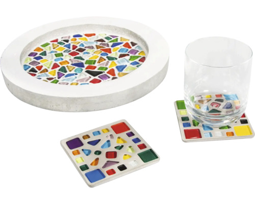 Dekoschale und Untersetzer mit Mosaiksteinen