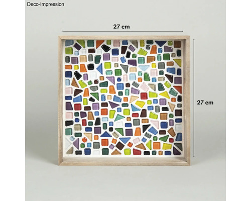 Quadratische Dekoschale mit farbigen Glasmosaiksteinen, 27 cm