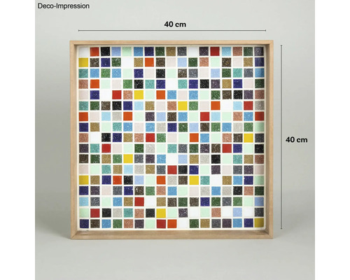 Tablett aus Holz mit Mosaikmuster, 40 Zentimeter