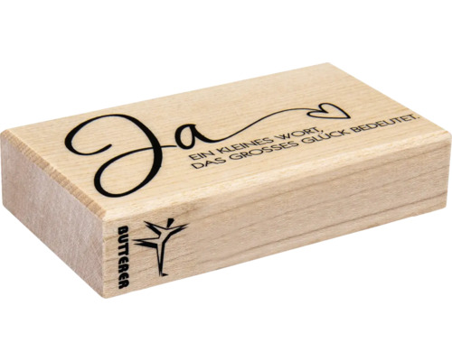 Tampon en bois avec l''inscription Oui et un cœur