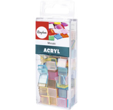 Rayher Logo. Acryl Mosaiksteine in einer transparenten Verpackung.