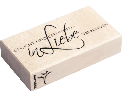 Bloc en bois avec inscription Cherché et trouvé dans l''amour uni