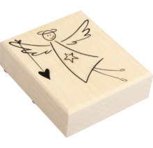 Tampon avec motif d''ange sur bloc de bois