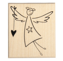 Tampon avec motif d''ange sur bloc de bois