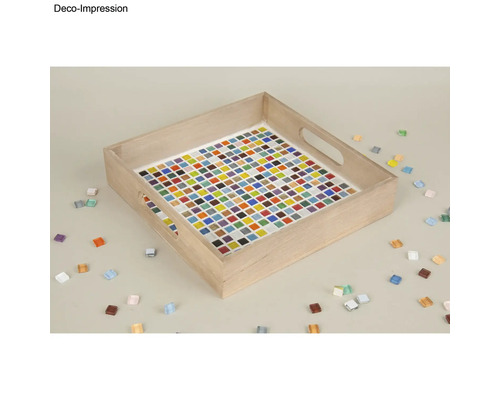 Dekoratives Holztablett mit Mosaikmuster